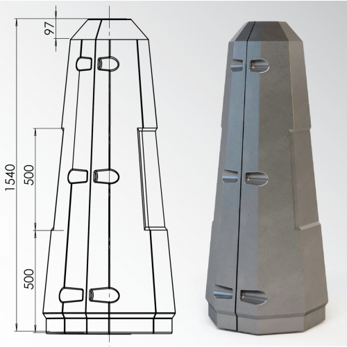 Цоколь восьмигранный стеклопластиковый А1 210х1540 мм в Кирове